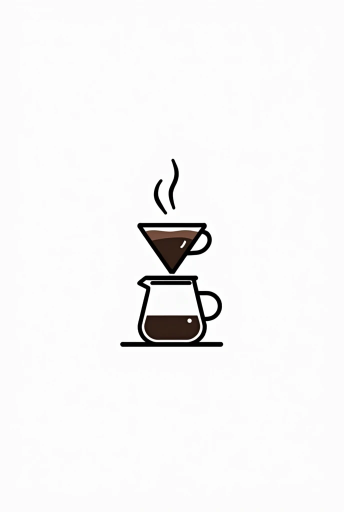 filter coffee flat bottom, dripper, steam, logo, dripper, only dripper, coffee shop logo, line only, logo, coffee shop logo, white background