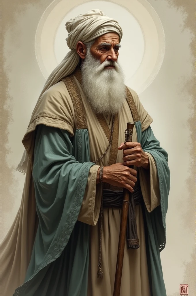 A Muslim sufi saint old man full view head and legs