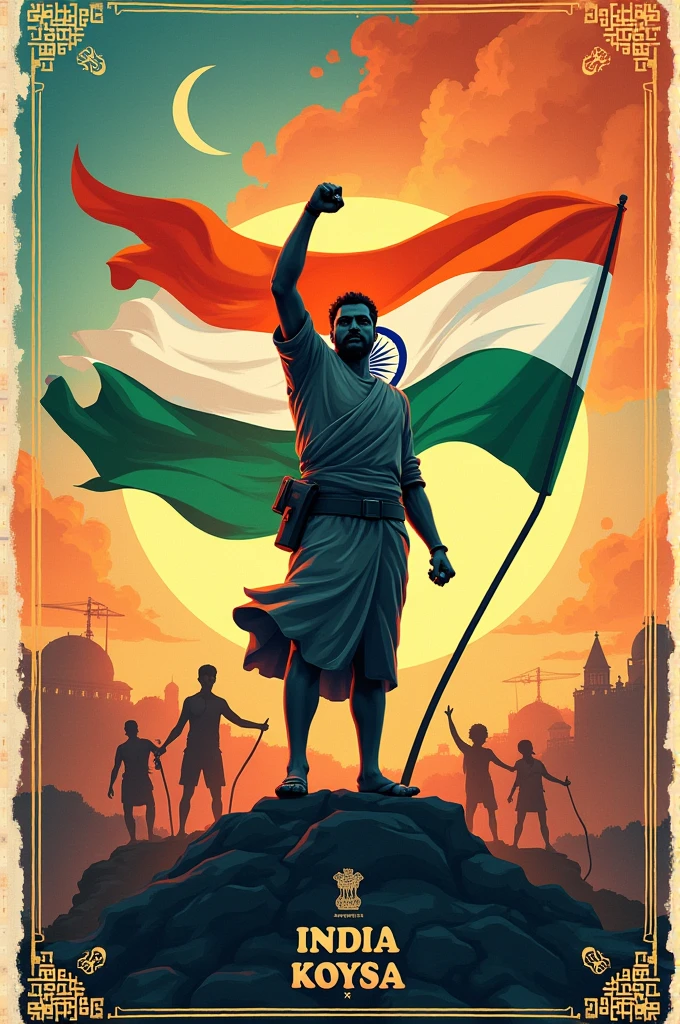 An Indian independence poster with water mark called "Cbytes"