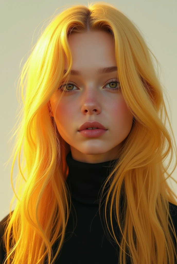 Very ugly man, effeminate with long blonde hair, Just show her head and make her blonde very blonde and very long