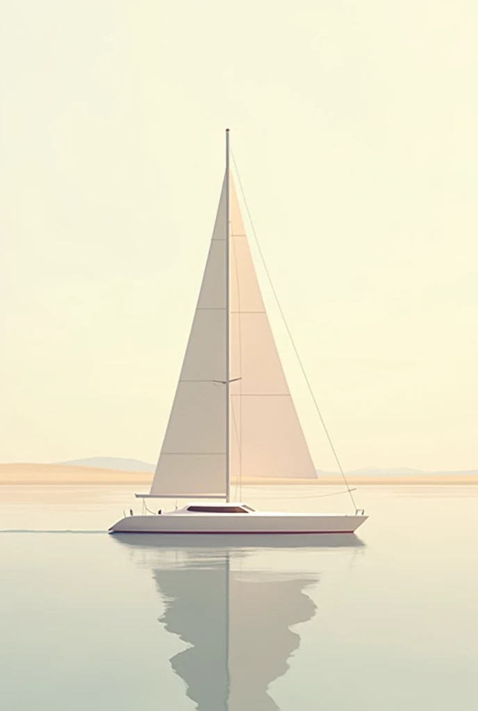 Create a sailboat in sandy pastel tones using art decor and minimalist geometric shapes