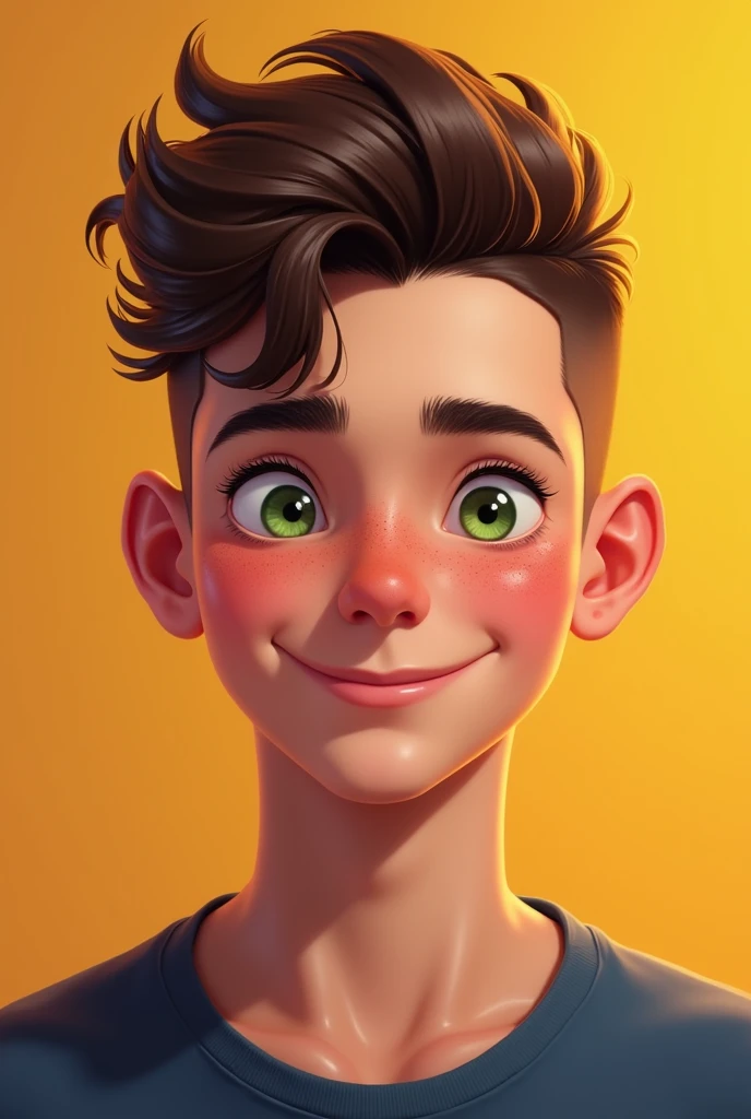 13 years old green eyes brown low fade hair very gay