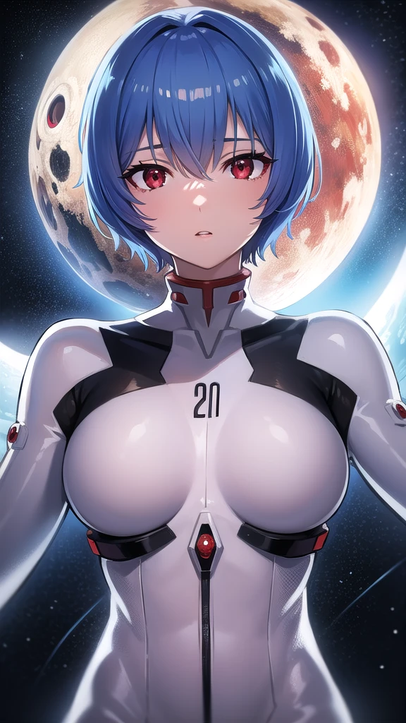 BREAK looking at viewer, BREAK (masterpiece:1.2), best quality, high resolution, unity 8k wallpaper, (illustration:0.8), (beautiful detailed eyes:1.6), extremely detailed face, perfect lighting, extremely detailed CG, (perfect hands, perfect anatomy),spaceship,stars,planets,milkyway,rei ayanami, blue hair, short hair, (red eyes:1.5),
bodysuit, headgear, plugsuit, white bodysuit,