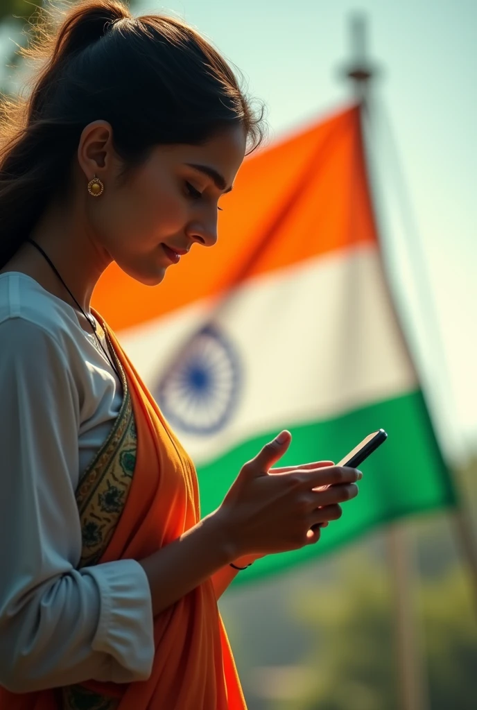 Texting Happy independence day image with indian flag real image 