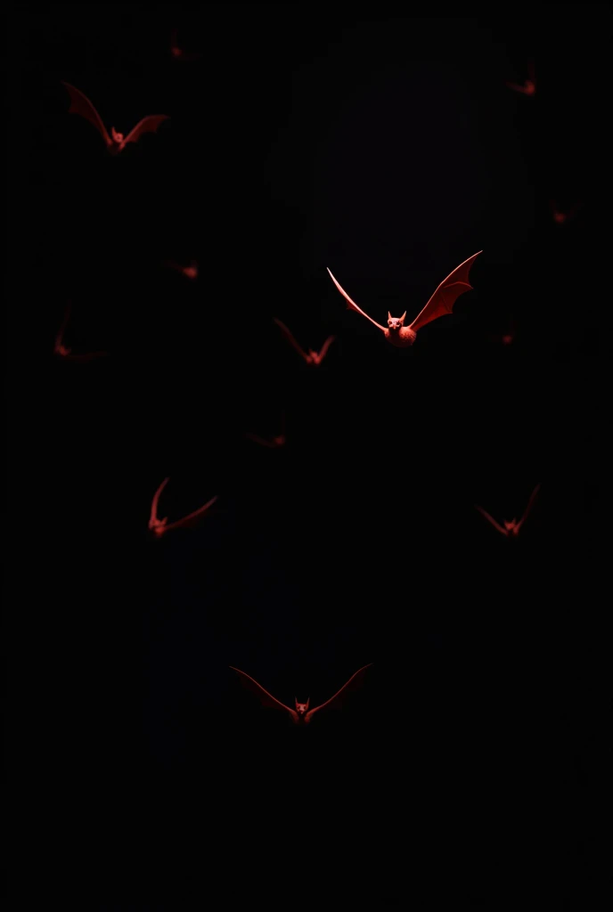 Create a black background with some small red bats