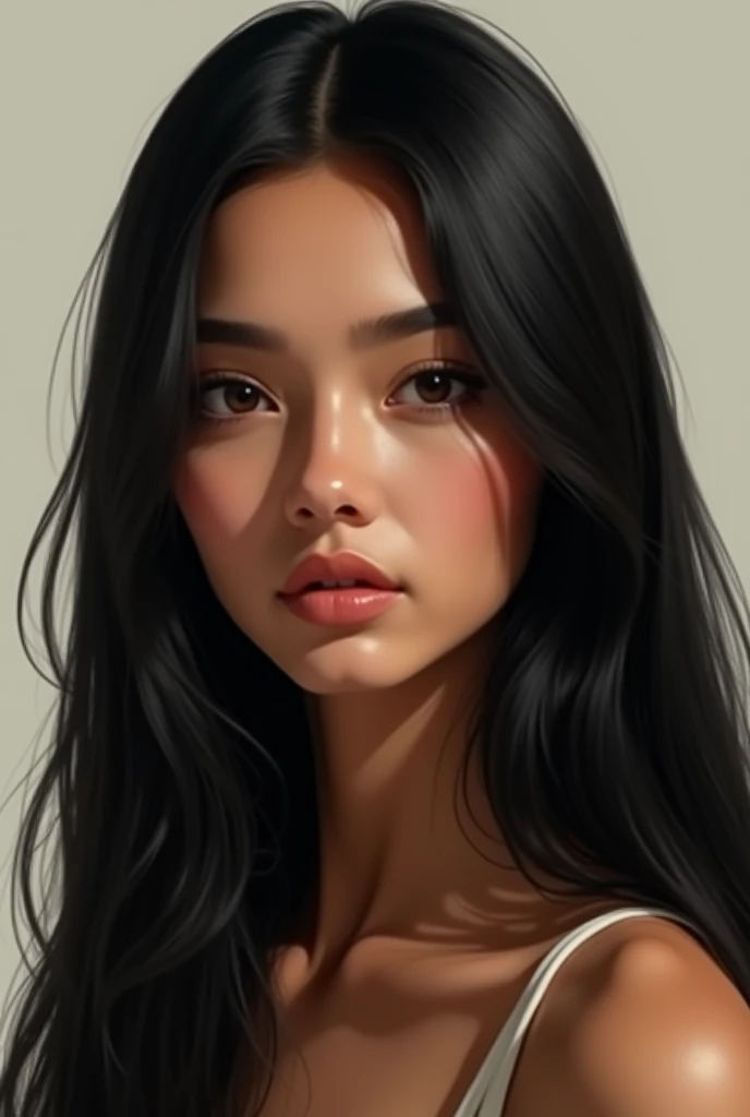 brown woman straight black hair