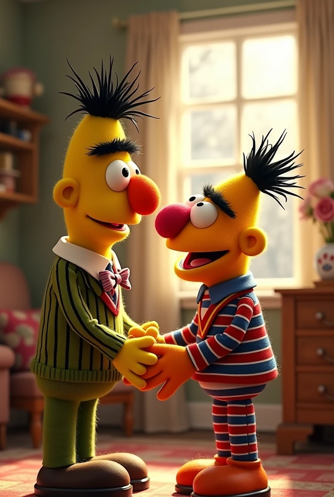 bert, ernie, happy, bert ventriloquizing ernie,