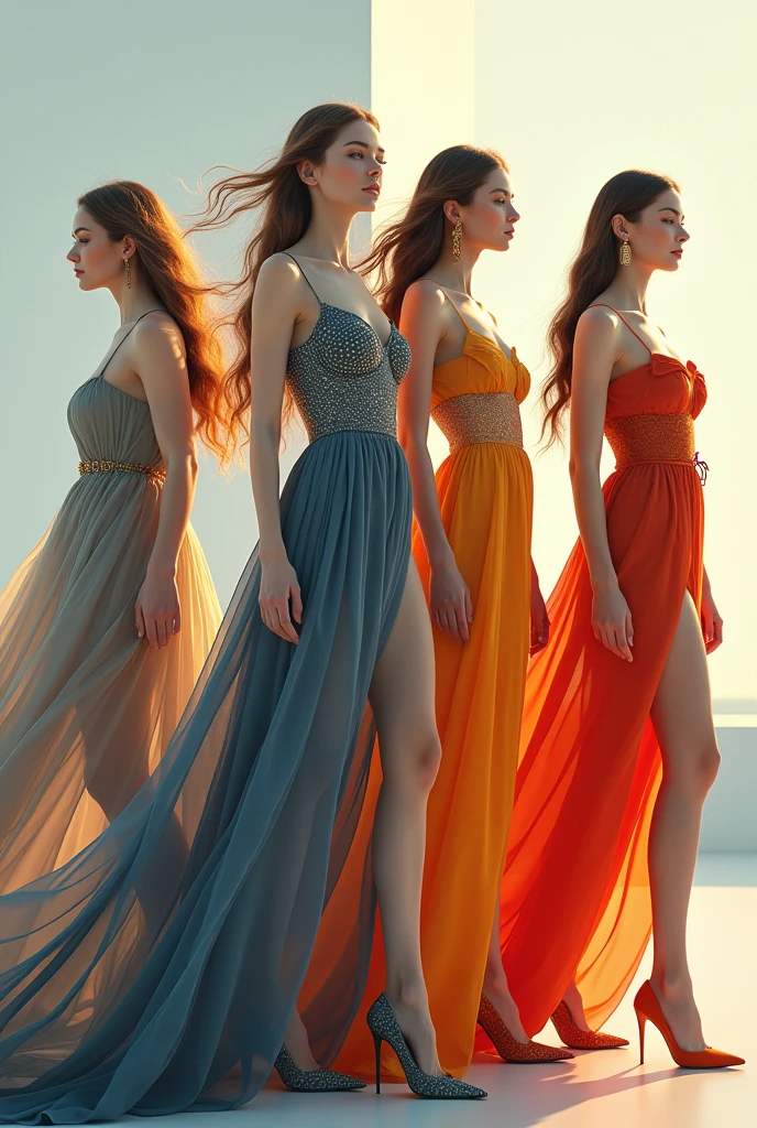 I need a new design so that I can draw for a fashion sketch i.e. drawn with bright colors, in classic or romantic or other style, for women, send 2 sample images model with such dresses above a woman , Let them walk in a fashion show,I need to look full to draw it. The most important thing is where the style heck created by San has not yet been drawn,