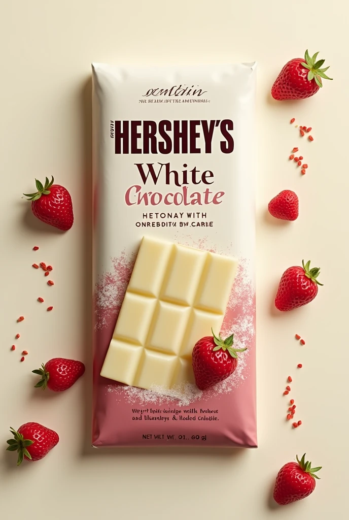 Create a package for Hersheys white chocolate with red berries crispies and ovomaltine