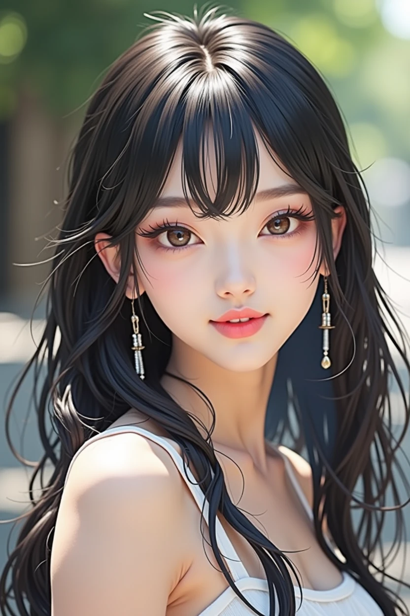 (((True Beauty))),Asian、 RAW Photos, Black Hair、folder、Round eyes、False eyelashes、Straight hair, Wavy Hair、correct、Deep Red Lipstick、Striped Hair、Brown Hair、Blue Hair、(Gradient Hair)、Asymmetrical hair、Hair behind the ear、Crossed bangs、Long Hair、((お尻までLong Hair))、Long Hair、Smooth, Silky Hair、Hair up on one side、とんでもなくLong Hair、Light brown eyes、Ring Eye、Round eyes、Wicked Smile、A light smile、Cast a Shadow、(Extraordinary presence)、Atmospheric perspective、Backlight、Exposure、Lens flare、、最high quality、超High resolution、超High resolution、Very realistic, masterpiece、correct、Textured skin、high quality、最high quality、Awards、32K, 髪のfolder、Crafty、C-CAP'S 、bold、(A light smile)、Embarrassed Laugh、Redness in the ears、correct、Shine、360° View、Very detailed、超High resolution、解剖学的にcorrect、masterpiece、Accentuate your breasts、High resolution、Attention to detail、Long eyelashes、A slight blush、Compensate,I'I don't want to wear clothes、 (((Full Body Shot)))、((Roll up your hair))、Seductive pose、Shooting from a distance、Different angles of view、Waist height 、Hair blowing in the wind、