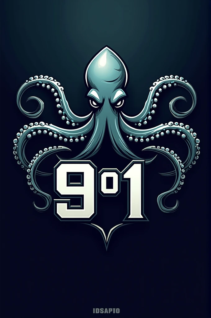 create a football team style logo,with an Octopus and written 9°1