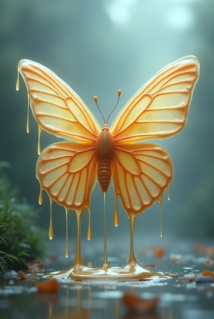 butterfly that melts like syrup, with the number 999 that also melts