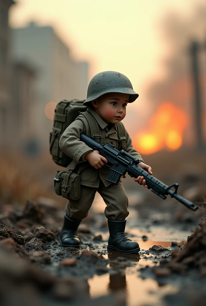 loot soldier war 1940 battlefield, tilt-shift photography, highly detailed, photorealistic, warm lighting, shallow depth of field, dynamic pose, gritty war scene, military camouflageboom everywhere., mud and debris, dramatic shadows, cinematic composition, muted color palettea mini soldier, 1940 miniature, tilt-shift photography, best quality, 4k, 8k, highres, masterpiece:1.2, ultra-detailed, realistic, photorealistic, photo-realistic:1.37, HDR, UHD, studio lighting, ultra-fine painting, sharp focus, physically-based rendering, extreme detail description, professional, vivid colors, bokeh, miniature, tiny, micro, small-scale, military uniform, weapon, war, historical, vintage, antique, aged, weathered, gritty, textured, cinematic, dramatic lighting, narrow depth of field, blurred background, toy-like, model, diorama, scale model.