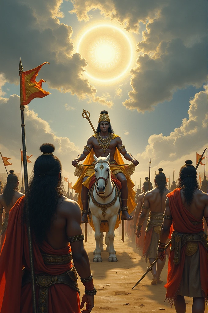 Lord krishna giving knowledge to arjun 
