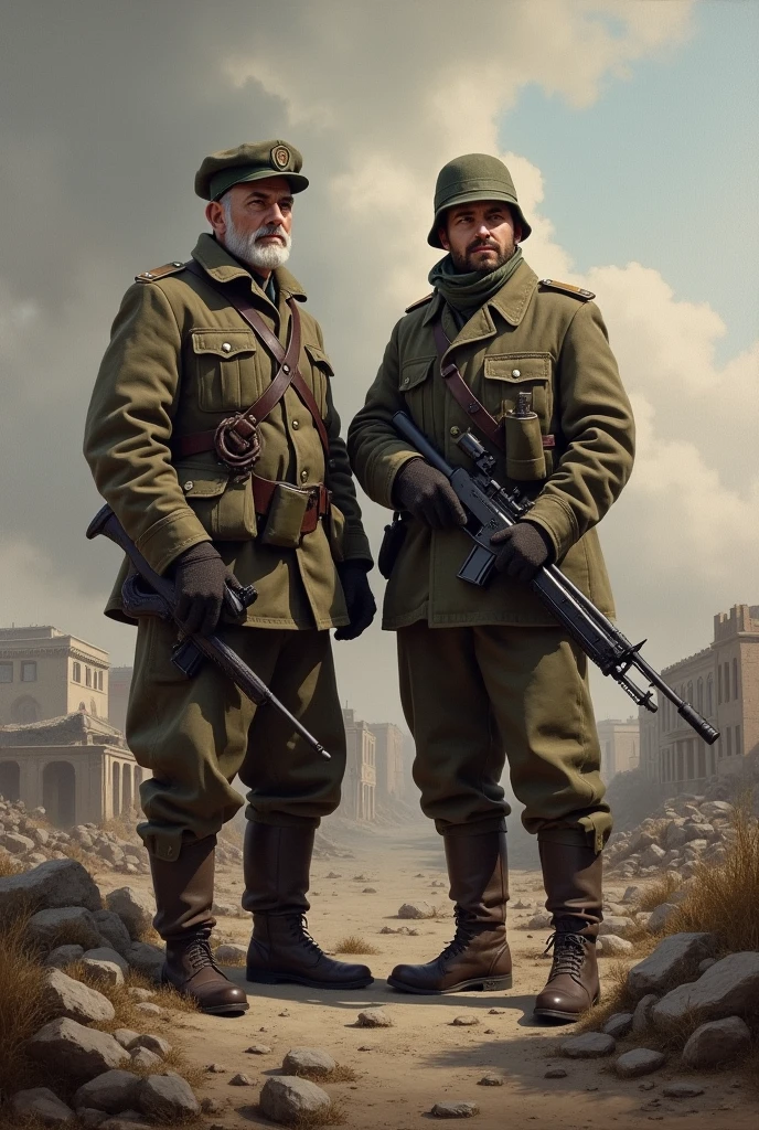 a historical picture of the legendary soldiers and leaders Ahmed Kardas and Maik Nörig as seen in World War III.