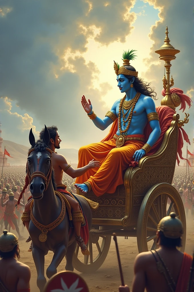 Lord krishna giving knowledge to arjun in bhagwat Geeta