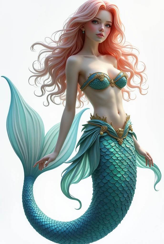 Beautiful colorful mermaid in png format with transparent background
