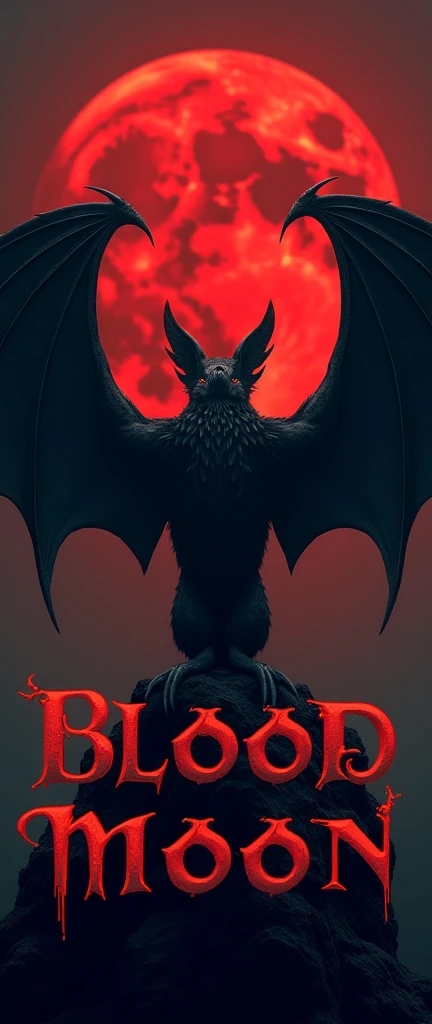 Bat crest with a blood moon written "Blood Moon"