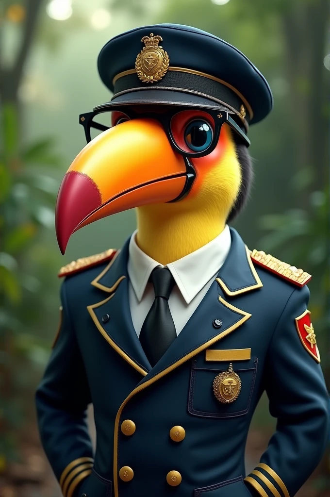 Toucan with a customs suit and glasses