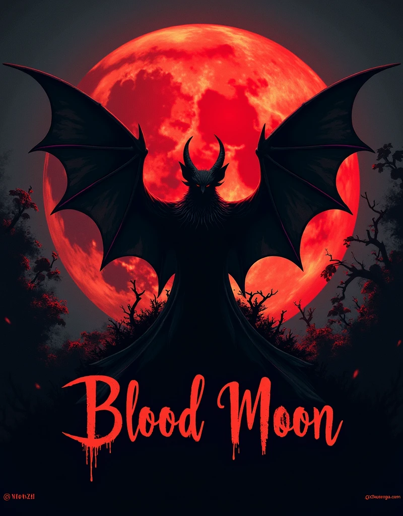 Bat crest with a blood moon written "Blood Moon"
