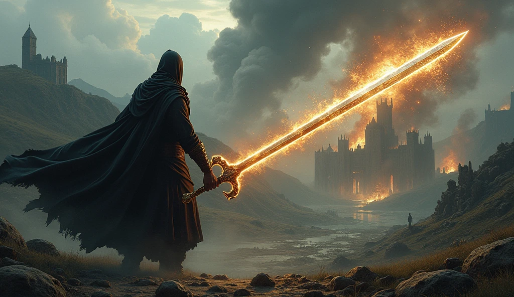 a sword causing destruction in a medieval world