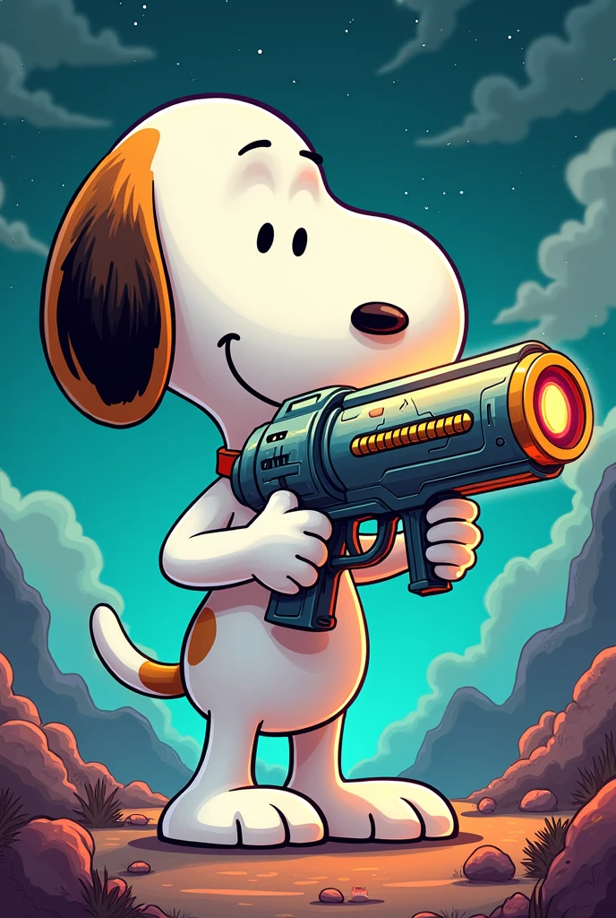 Snoopy with a portal gun (rick and morty)


