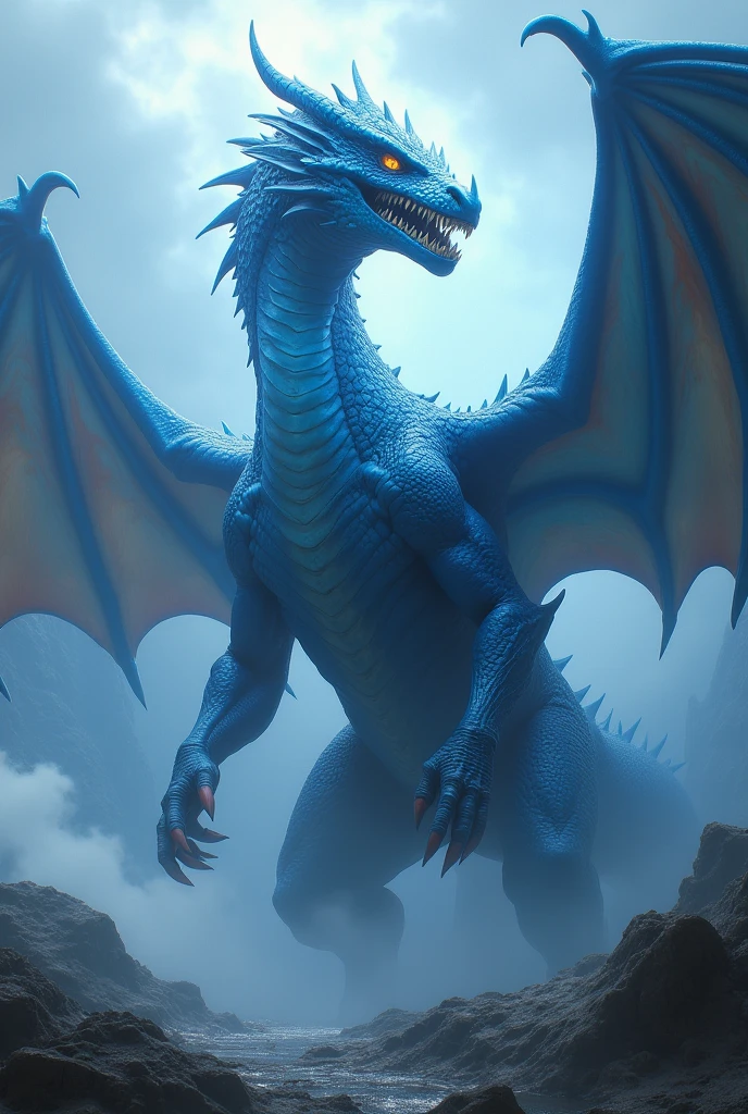 beautiful detailed blue dragon, hyperrealistic, epic fantasy dragon, powerful dragon, dragon scales, dragon wings, dragon claws, dragon teeth, dragon eyes, dragon breath, cinematic lighting, dramatic shadows, volumetric fog, intricate details, highly detailed, 8k, ultra-detailed, (best quality:1.2),(photorealistic:1.37),fantasy art, digital painting, concept art, matte painting, hyperrealistic, 4k, 8k, highres, masterpiece