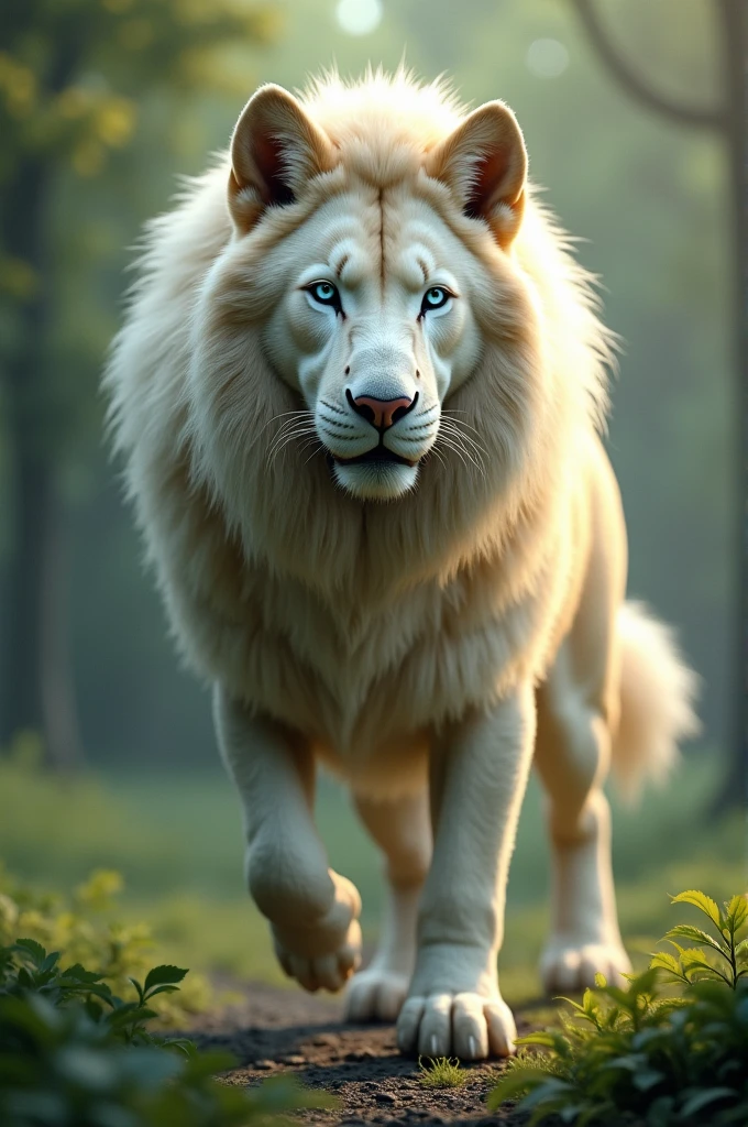 German Shepherd and Albino Lion Hybrid