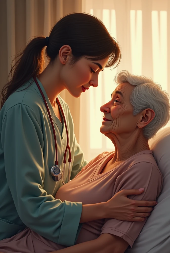 Caregiver and patient,
