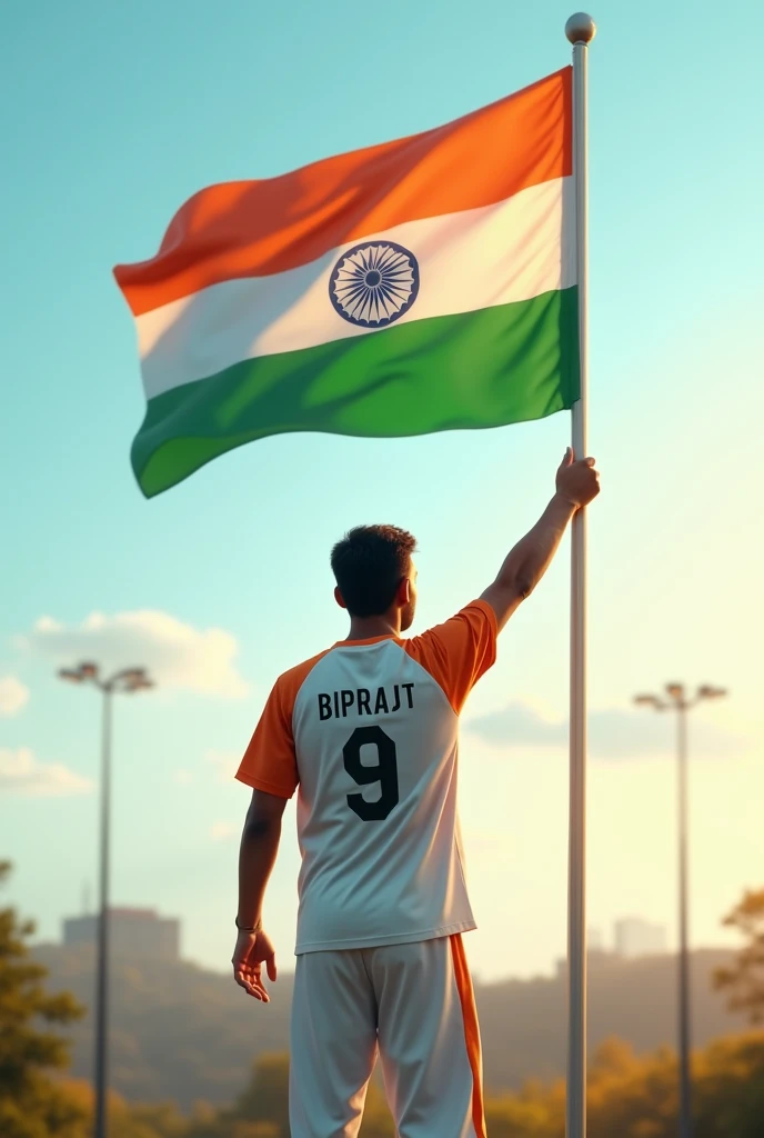 A 19years teen named with jersey Biprajit saluting india flag on independence day