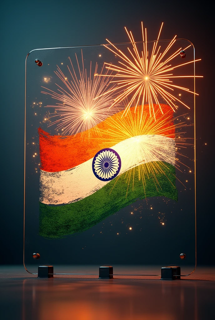 Create me a graphic design on glass of 15 August independence day