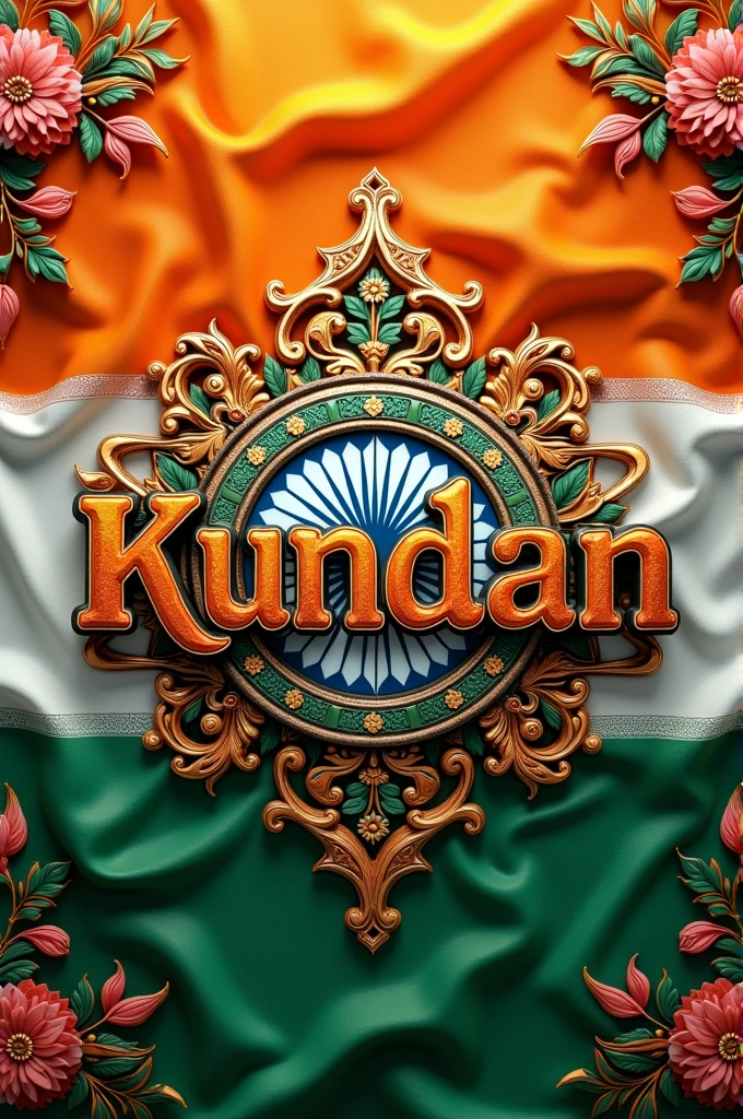 Kundan name indian flage image generate