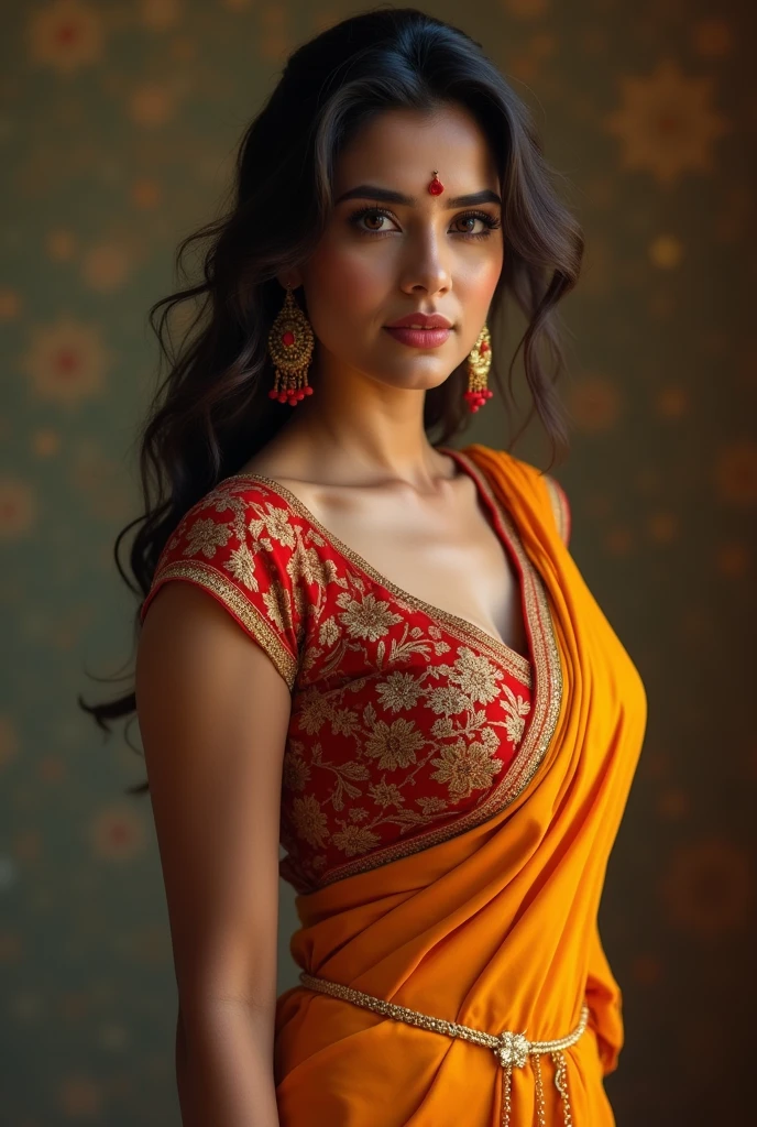 uhd, high details, best quality, goddess, gun [[[tina]]] same face image, change cloath, wearing hot sexy saree   
