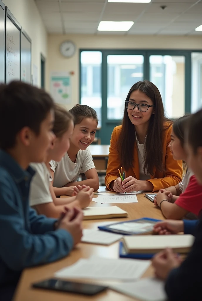 people sharing information at a school