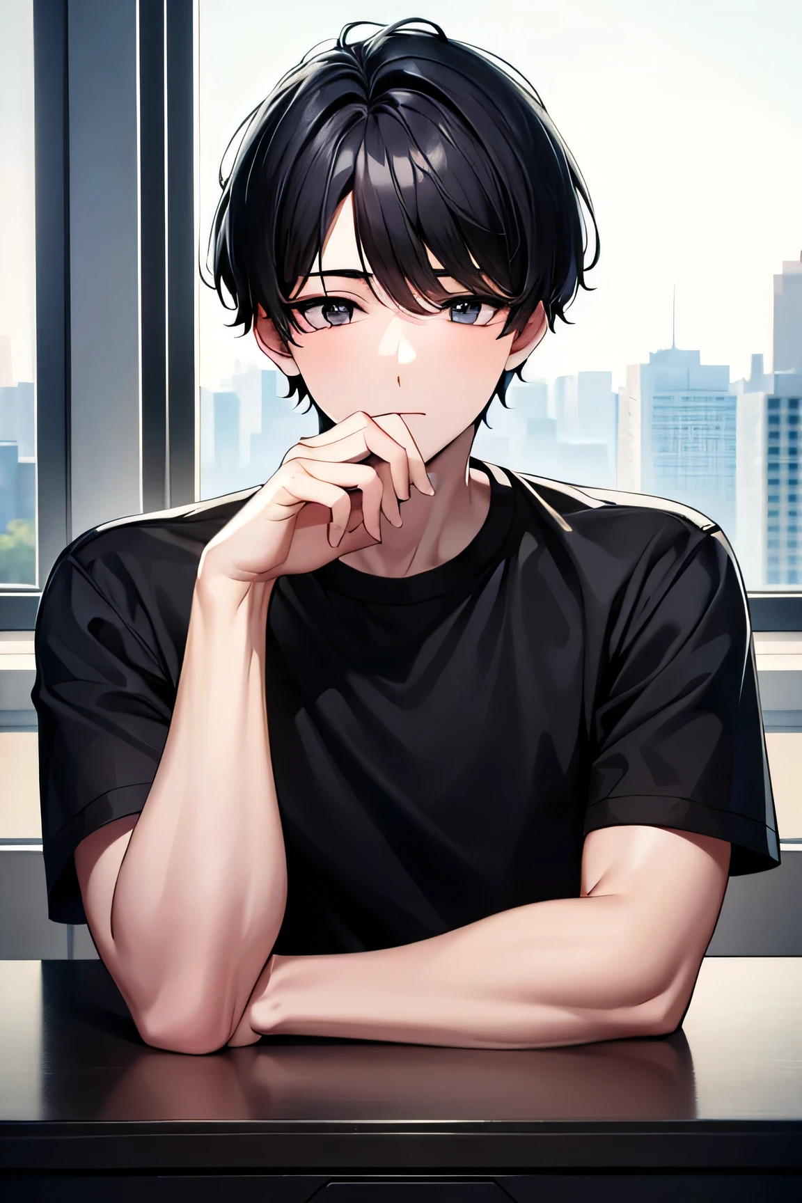 black hair, White skin, Age 18, boy, Short hair, Handsome, masterpiece, 8k, High Quality, PHOTO CARD, 귀엽고 Handsome boy, blue, prime, Refreshing, clear, Fujifilm, student, Idol, Superdetail