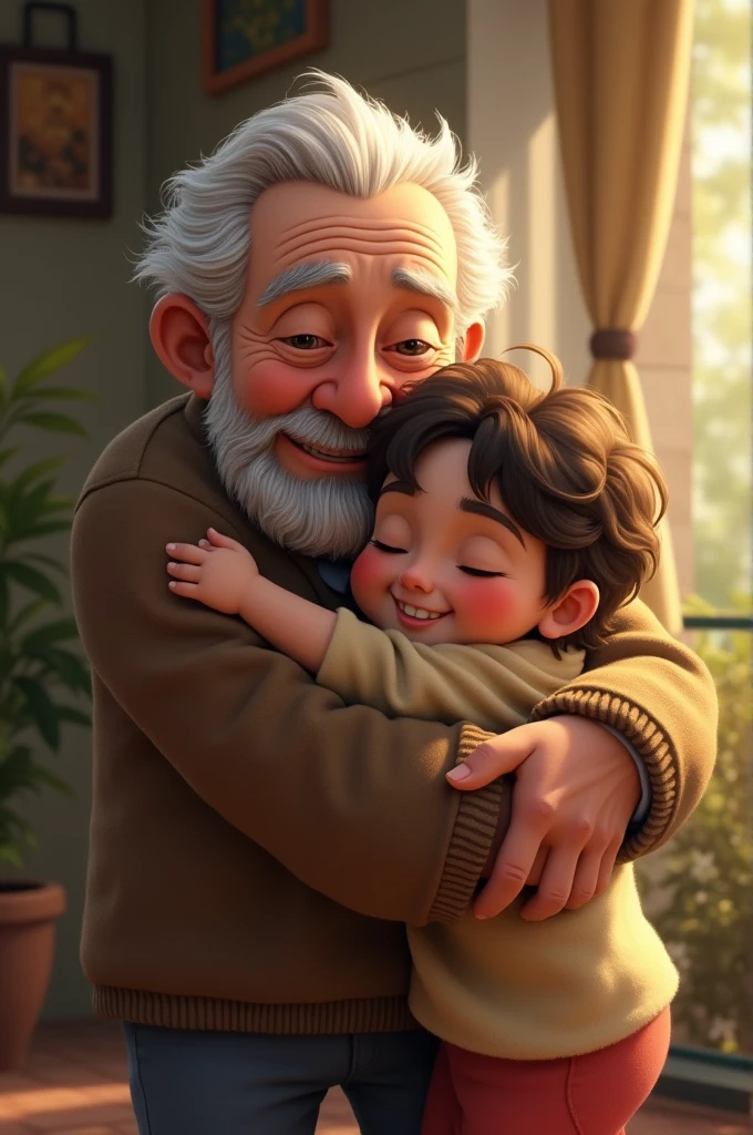 My grandfather and I hug 