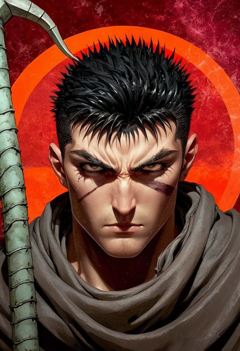 pale skin - wavy hair - black eyes - intimidating - muscular - fearless
