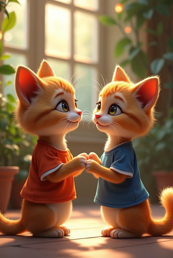 A Male cat who wear a t shirt anr a felemel cat wear a jersy are Proposing
The name. Of the male cat is Hridoy and the name of the femele cat is fariya
