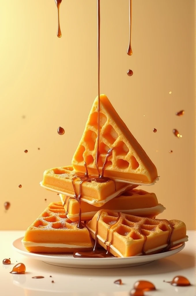 Wafles Triangulares con miel y syrupe de chocolate