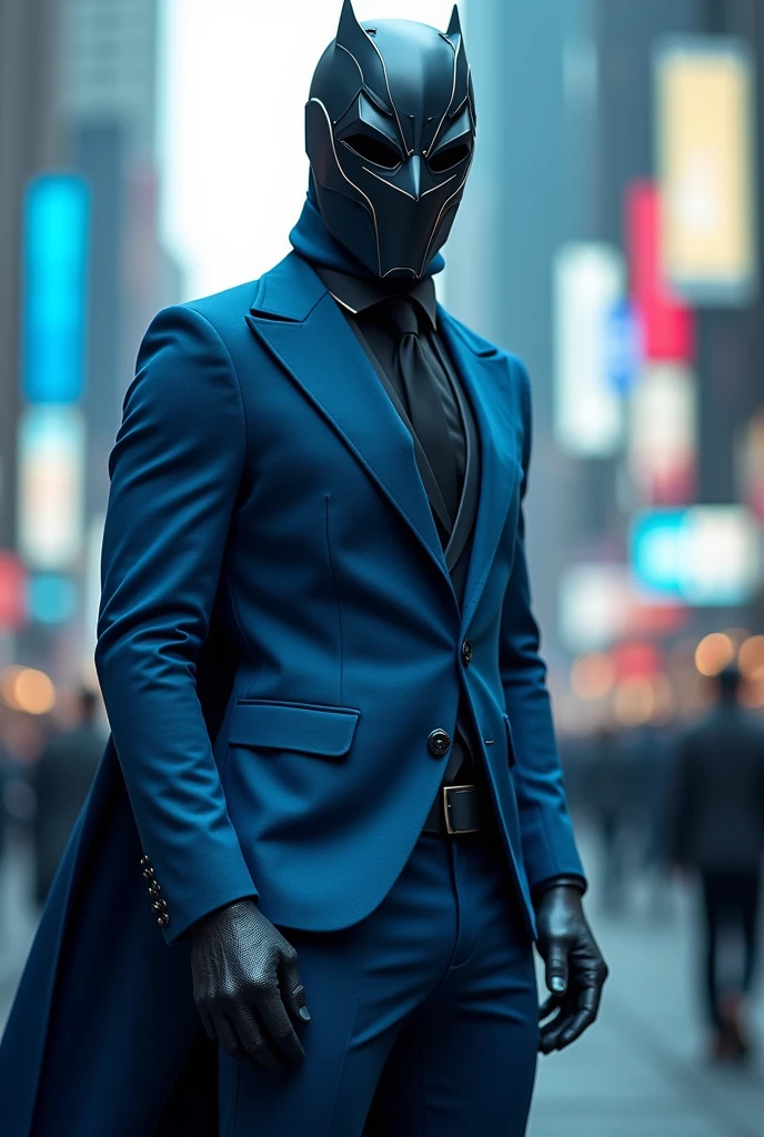 I want you to create a character for me that has a mask and a blue and white suit.
