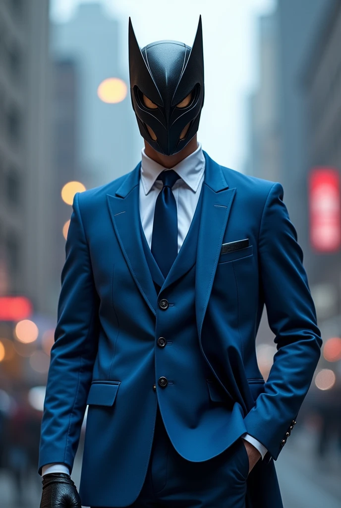 I want you to create a character for me that has a mask and a blue and white suit.