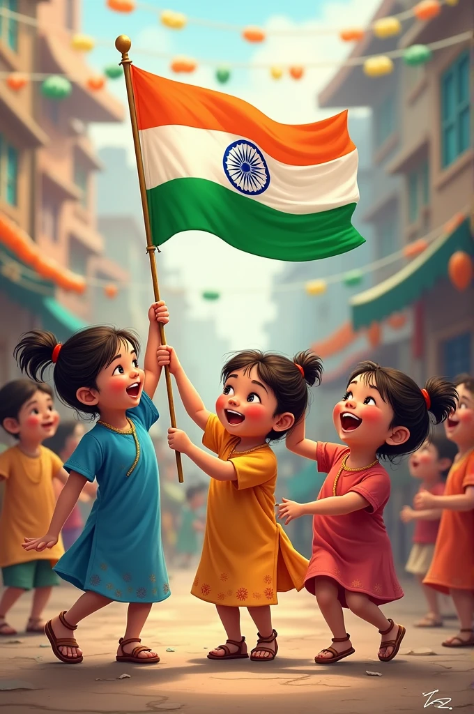 Children's with indian flag 