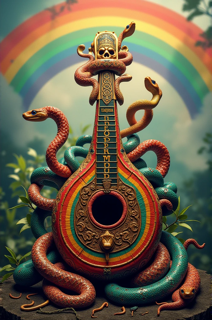 A Takara instrument of Oxumarê full of happy snakes and an African rainbow