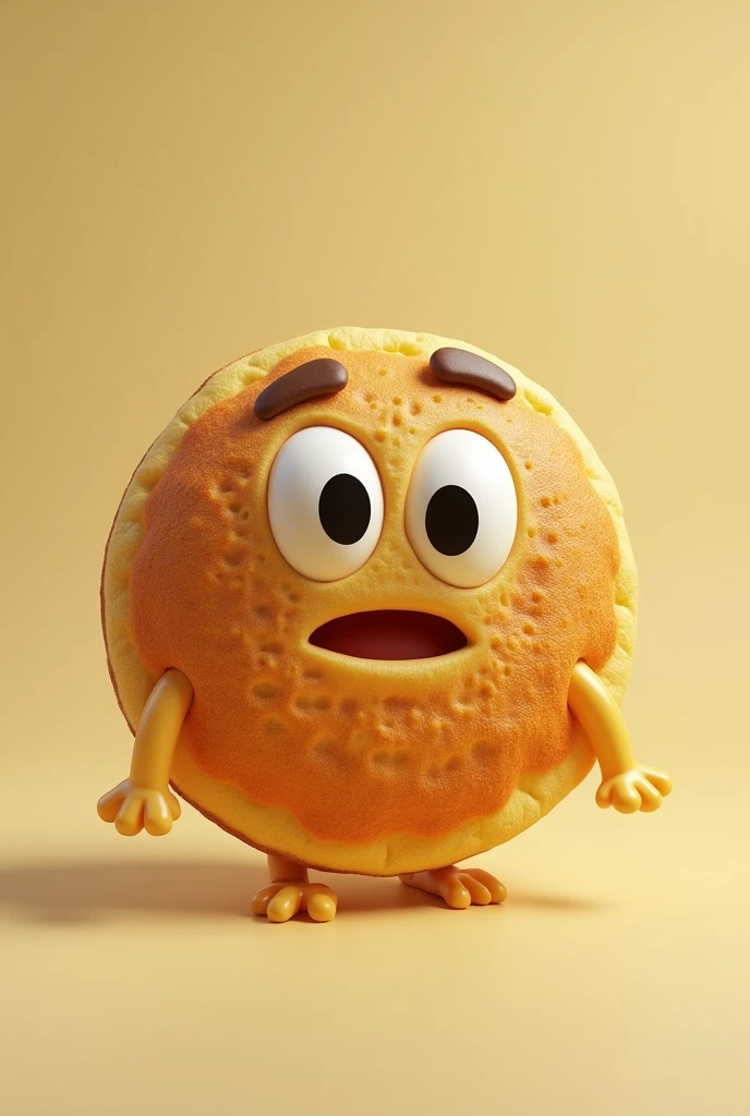 arepa with eyes and mouth