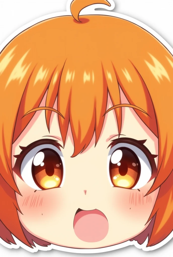 Theme Stickers "Awww" anime face with orange hair, extremely lovely sparkling eyes