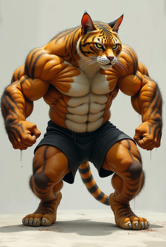 Athletic pumped up cat