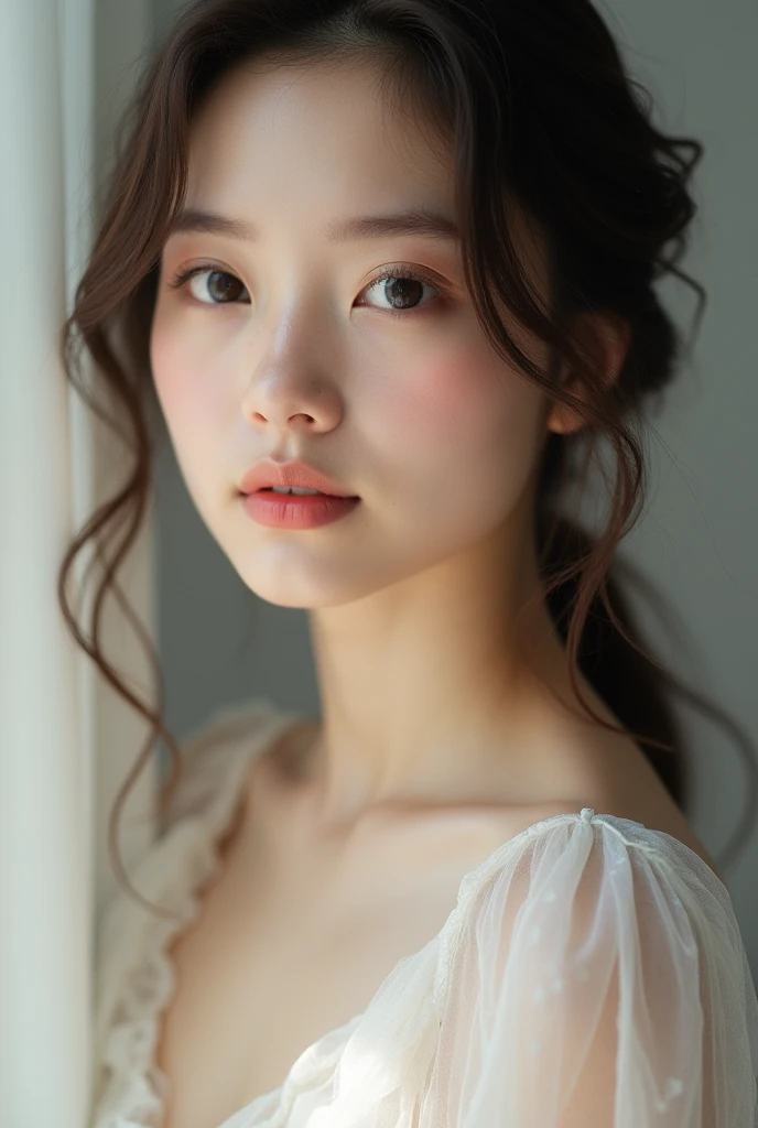 Gros plan d'une femme vêtue d'une robe blanche posant pour une photo, photo d'une belle femme, Portrait doux 8K, belle fille modèle, Portrait de Sophie Mudd, belle fille modèle, extremely Beau visage, beau corps et visage détaillés, Beau visage, beau visage délicat, portrait d'un beau modèle, Beau visage portrait, beau visage délicat, belle jeune mannequin