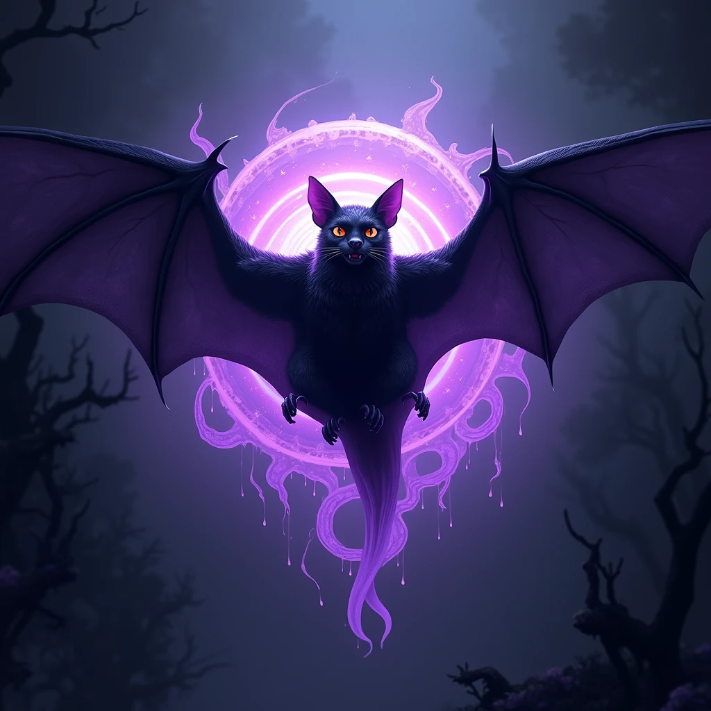 Black bat with Glowing jellyfish violet around it Emblem