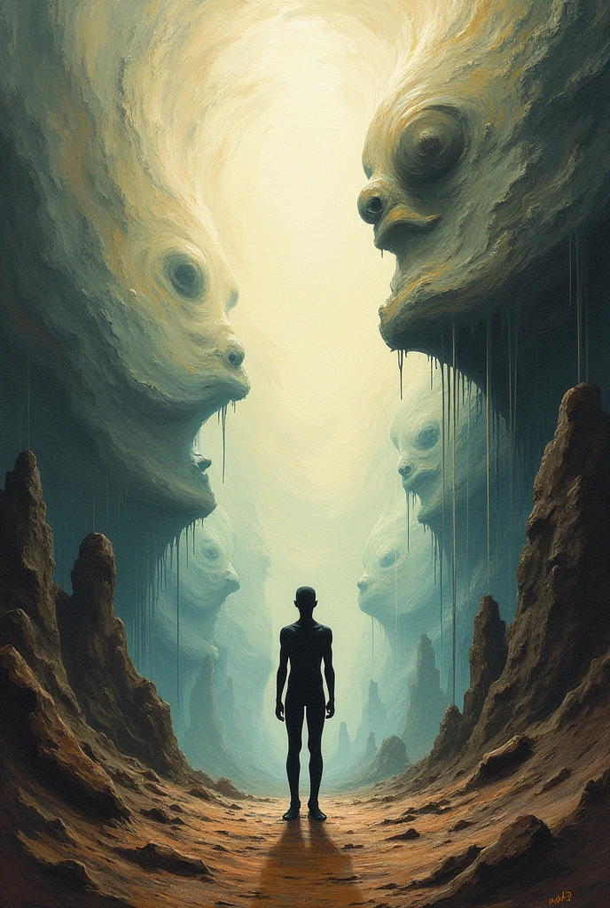 surrealist drawing with fear of the future