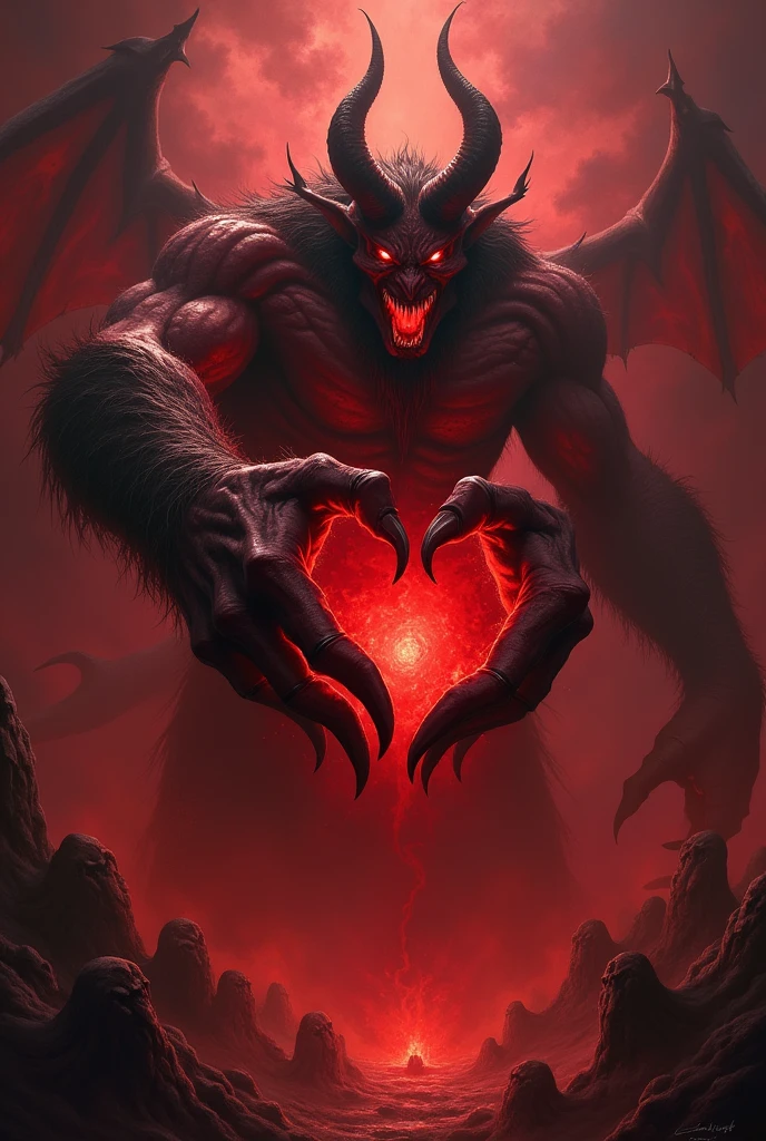 Diablo making a heart with his hand